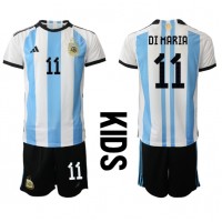 Argentina Angel Di Maria #11 Hemmadräkt Barn VM 2022 Kortärmad (+ Korta byxor)